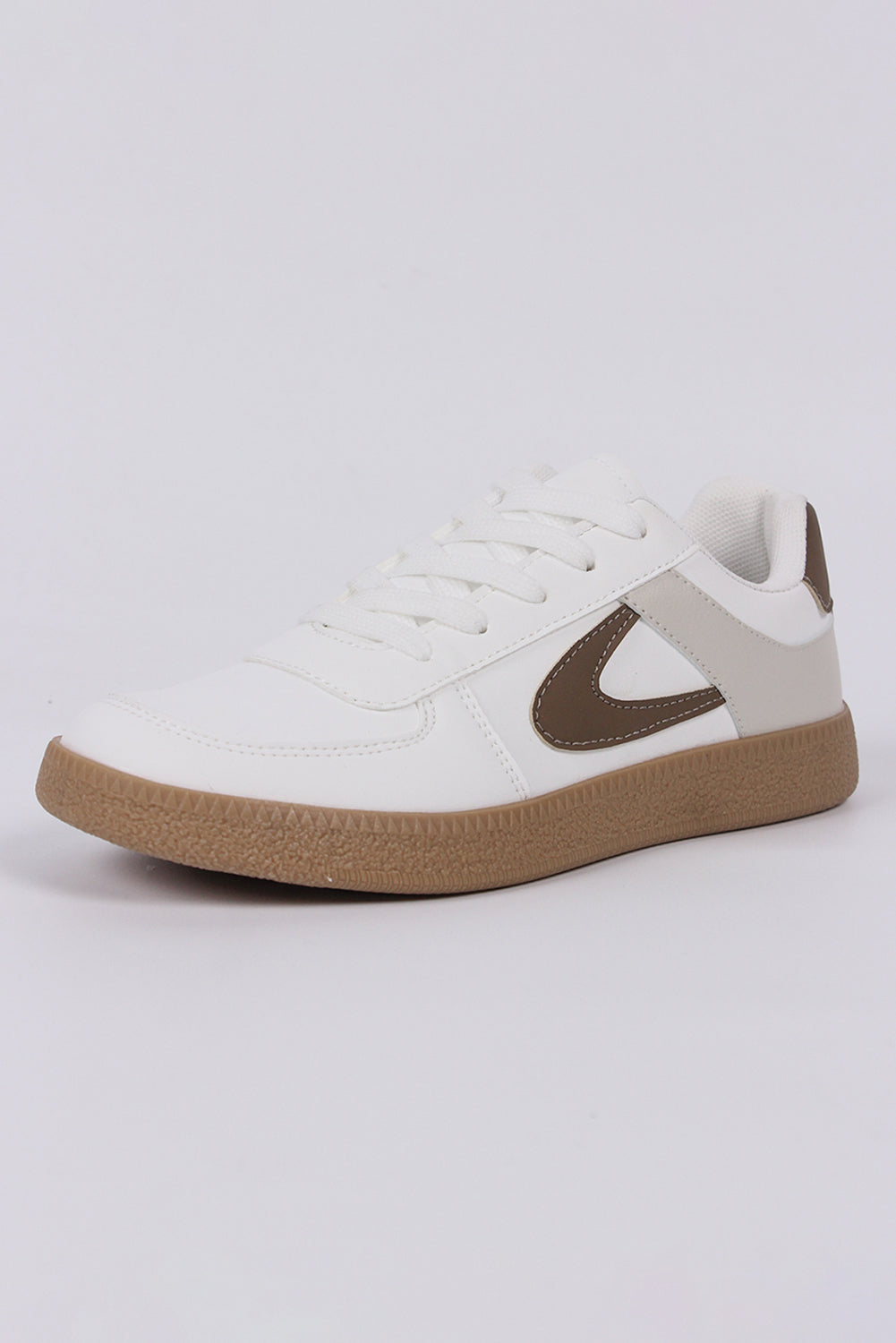 Coffee PU Leather Lace Up Sneakers