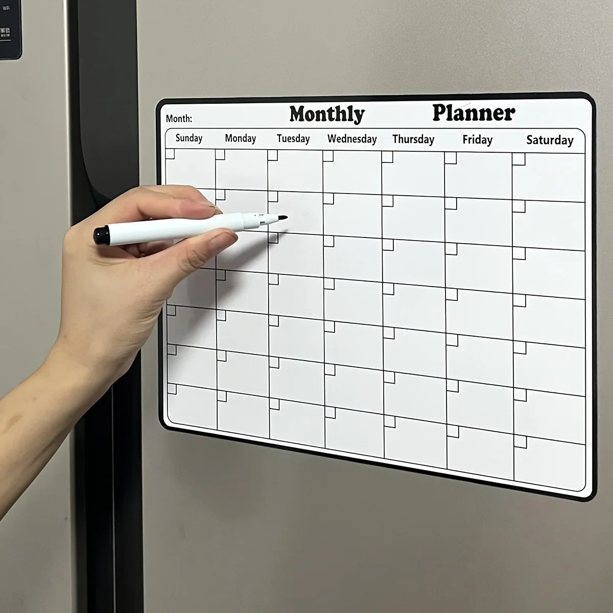 Stylish Magnetic Dry Erase Calendar - Versatile Monthly Planner for Refrigerator - Easy Kitchen Organization & Decor