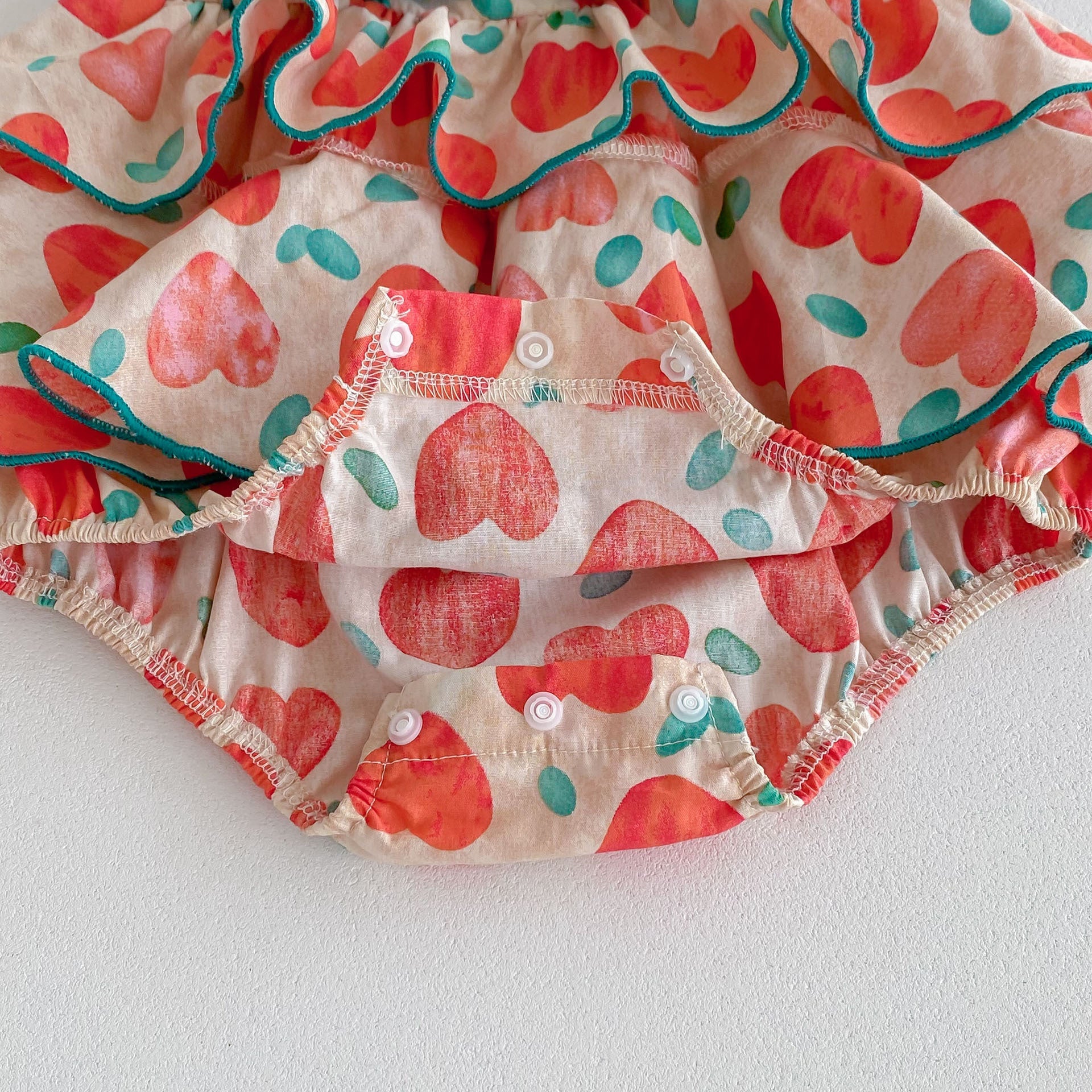 New Arrival Summer Baby Kids Girls Heart Pattern Sleeveless Big Bow Strap Onesies-2