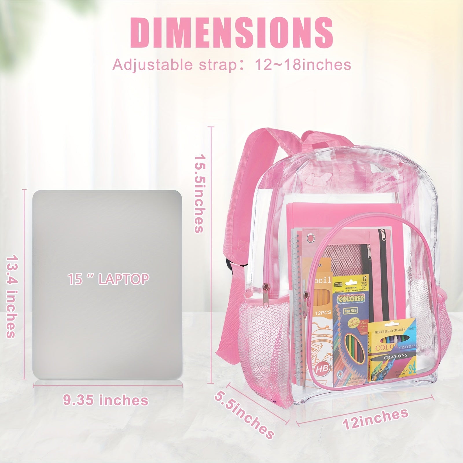 Back To School Supplies For Kids, Clear Backpack With 65 Piece School Supply Kit For Grades K-5 Boys And Girls, Bulk School Stationery Set For Classroom Elementary, Middle School Students (Pink)