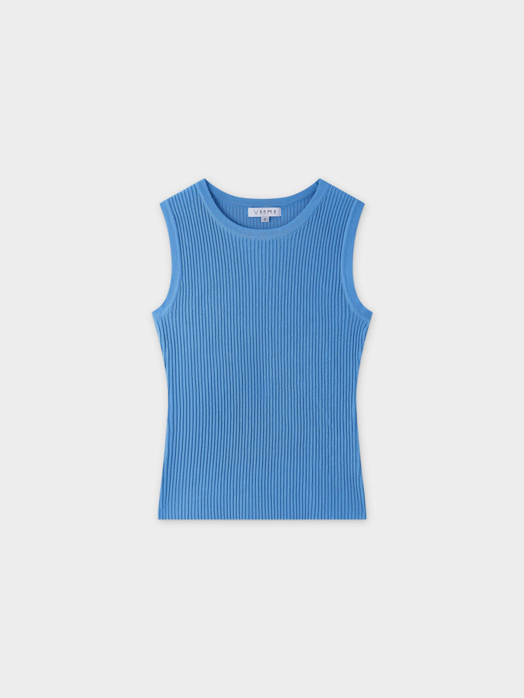 Sleeveless Ribbed Crew-Blue-0