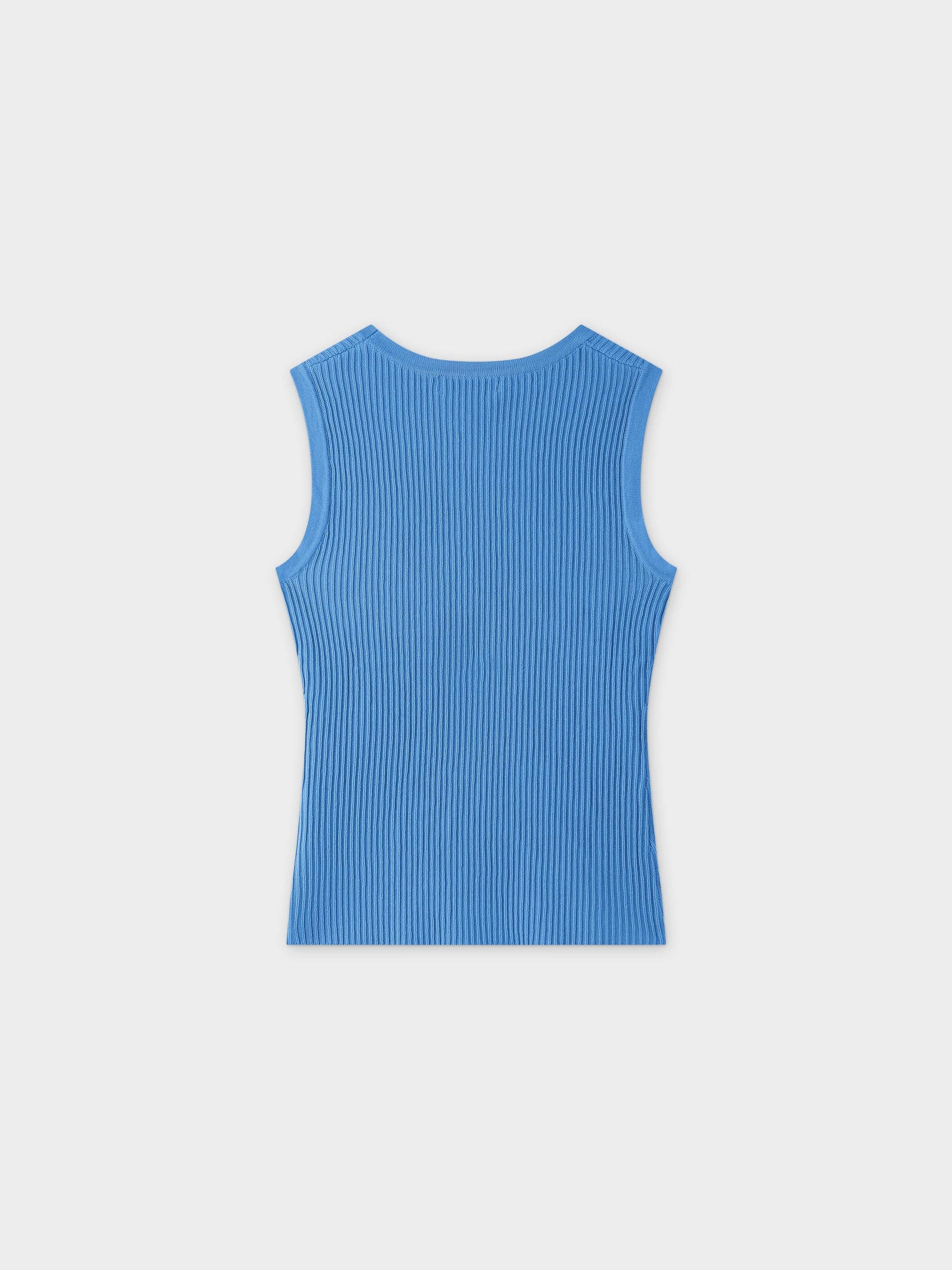 Sleeveless Ribbed Crew-Blue-1