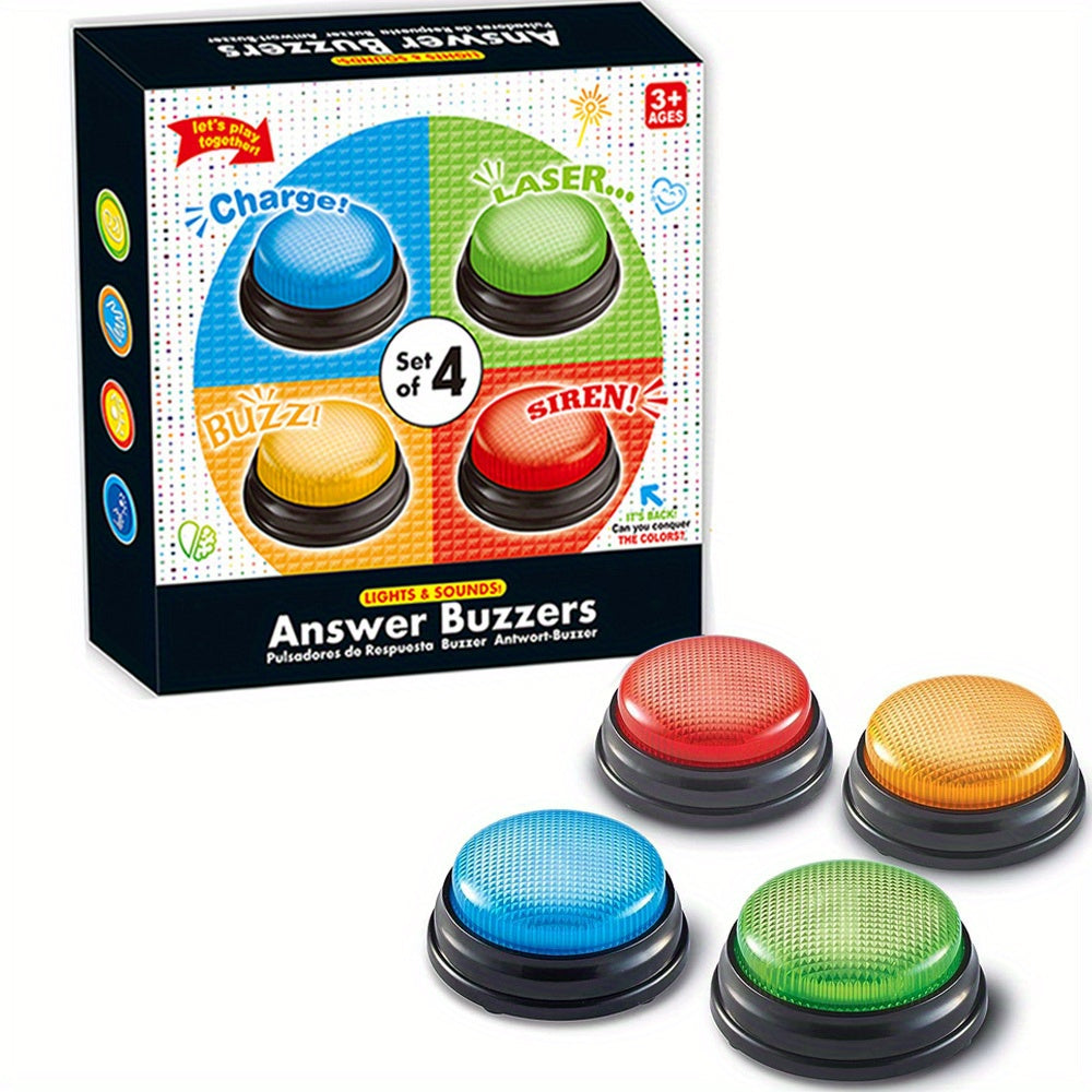 Lights and Sounds Buzzers, 4pcs Game Show and Classroom Buzzers, Family Game Night, Game Show Buzzers, Classroom Accessories, Stocking Stuffers for Kids, As Halloween, Chrismas Gift