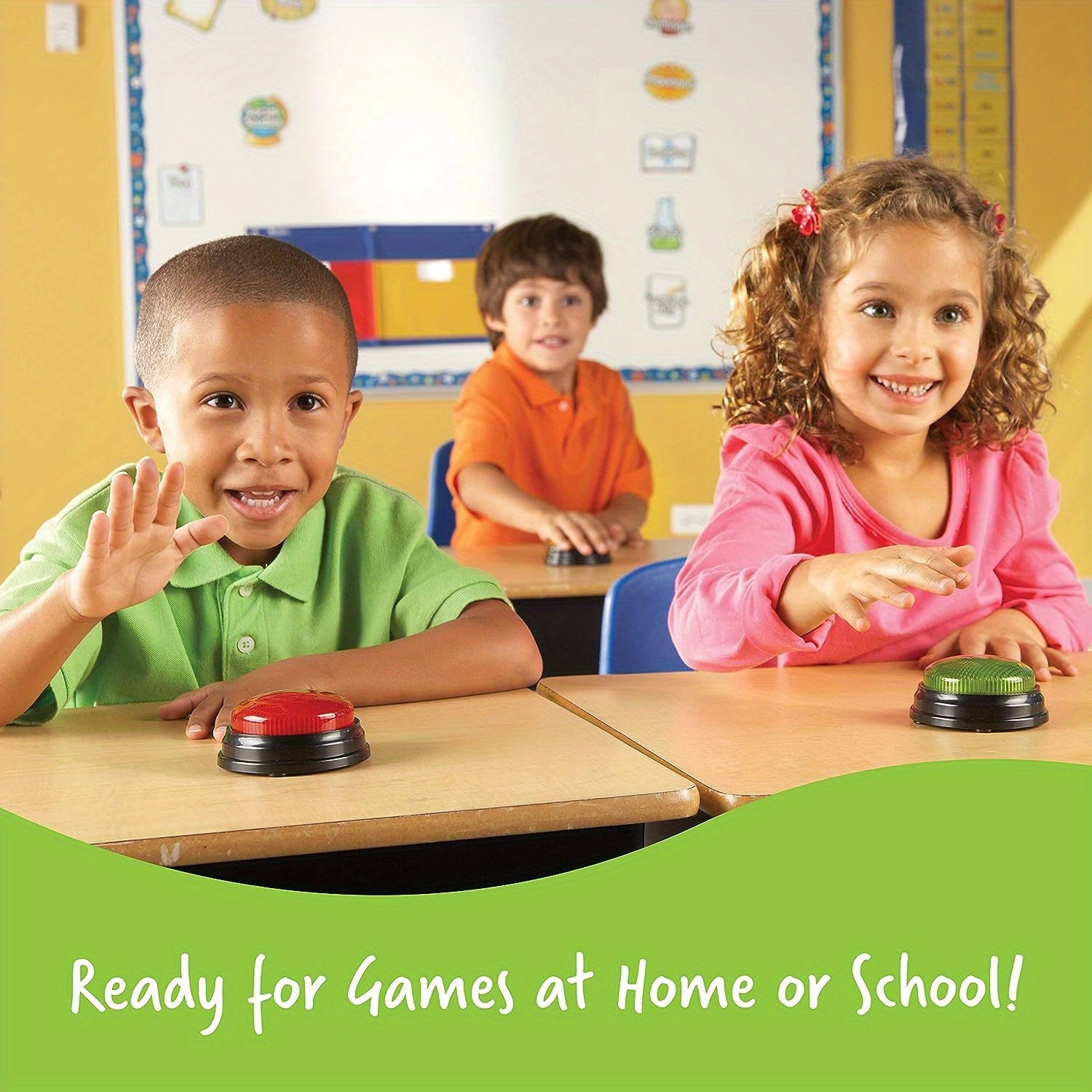 Lights and Sounds Buzzers, 4pcs Game Show and Classroom Buzzers, Family Game Night, Game Show Buzzers, Classroom Accessories, Stocking Stuffers for Kids, As Halloween, Chrismas Gift