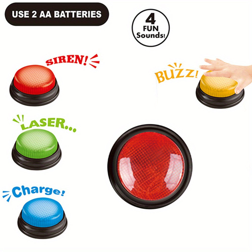 Lights and Sounds Buzzers, 4pcs Game Show and Classroom Buzzers, Family Game Night, Game Show Buzzers, Classroom Accessories, Stocking Stuffers for Kids, As Halloween, Chrismas Gift