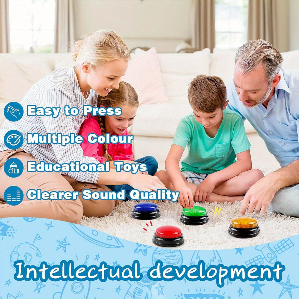 Lights and Sounds Buzzers, 4pcs Game Show and Classroom Buzzers, Family Game Night, Game Show Buzzers, Classroom Accessories, Stocking Stuffers for Kids, As Halloween, Chrismas Gift