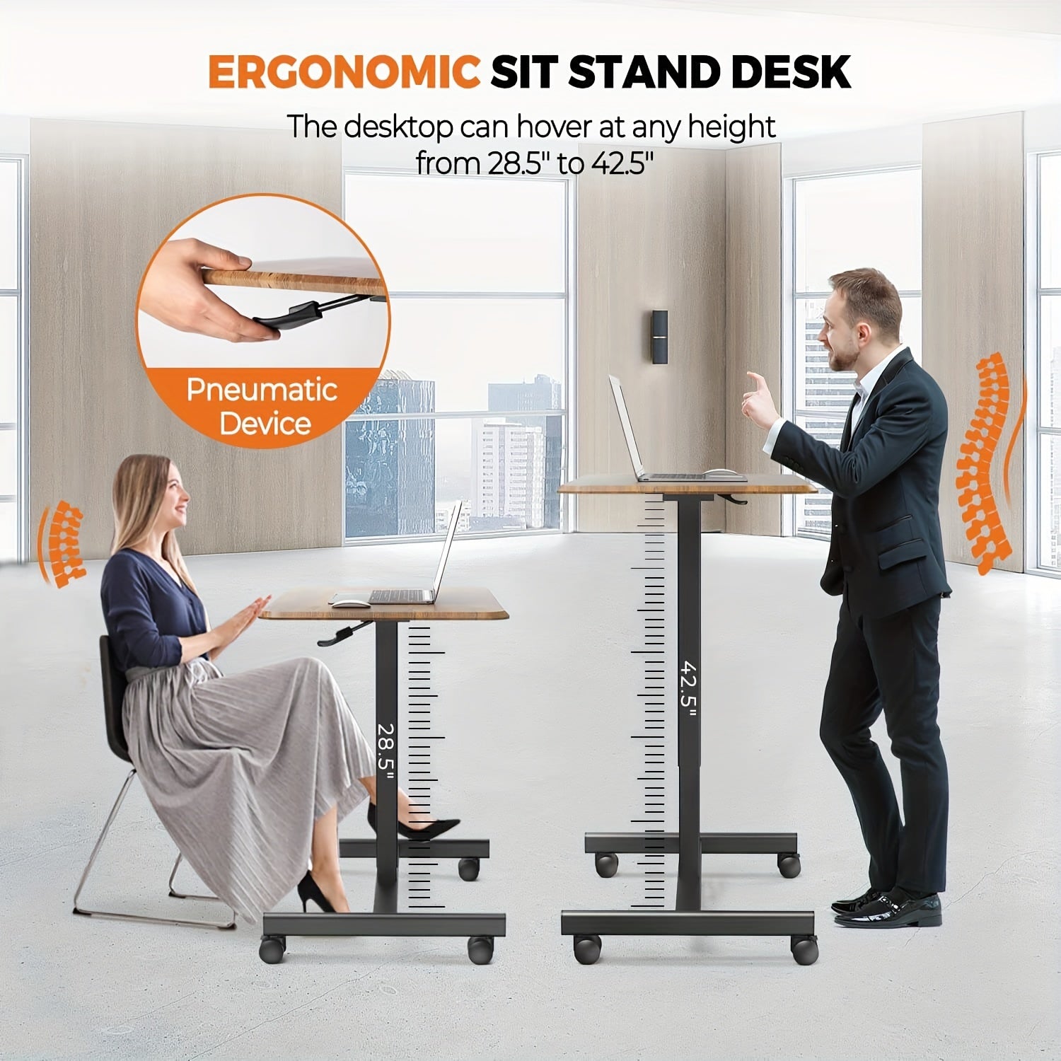 Small Mobile Rolling Standing Desk - Overbed Table, Teacher Podium with Wheels, Adjustable Work Table, Rolling Desk Laptop Computer Cart for Home, Office, Classroom