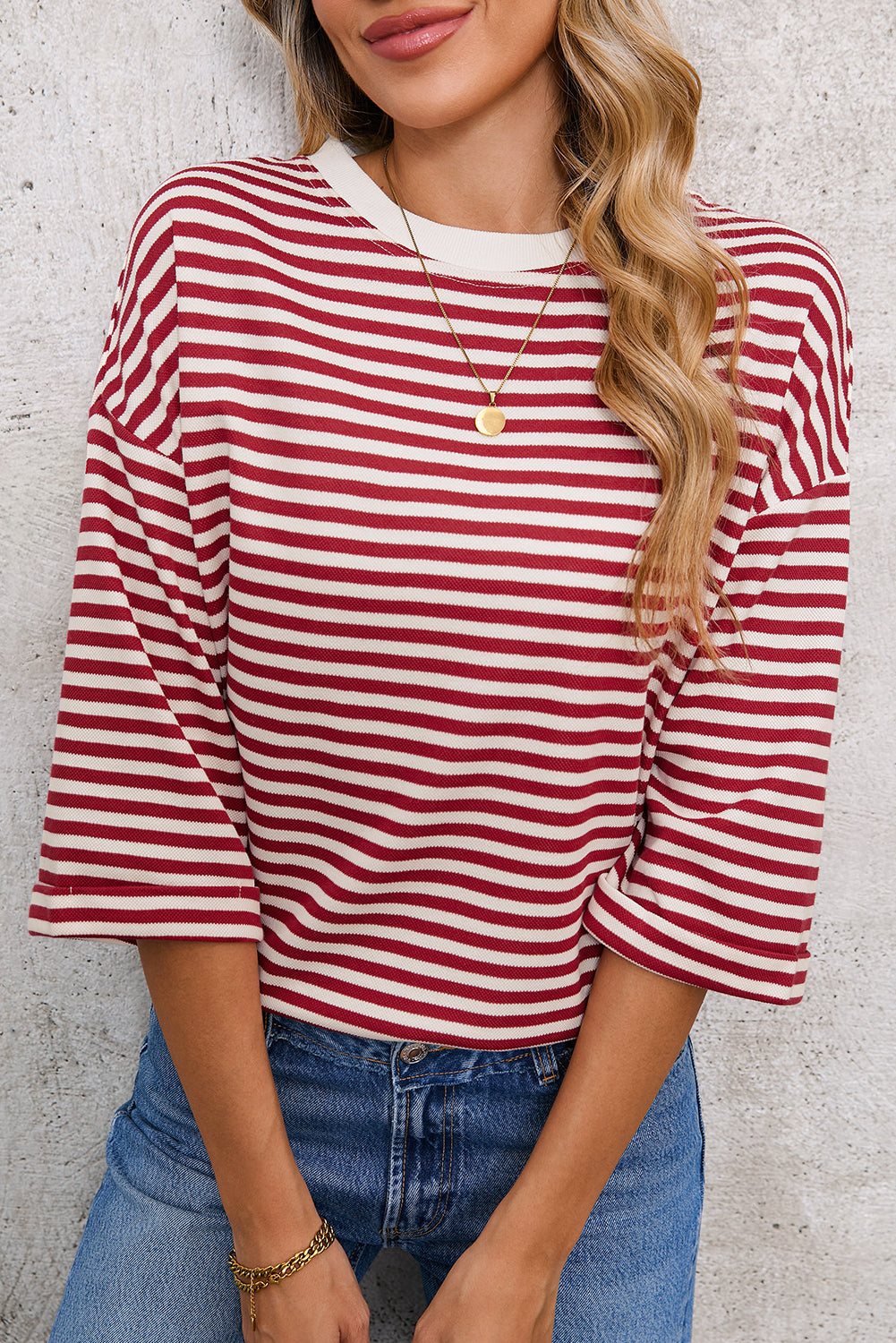 Red Striped Bowknot Backless T-Shirt