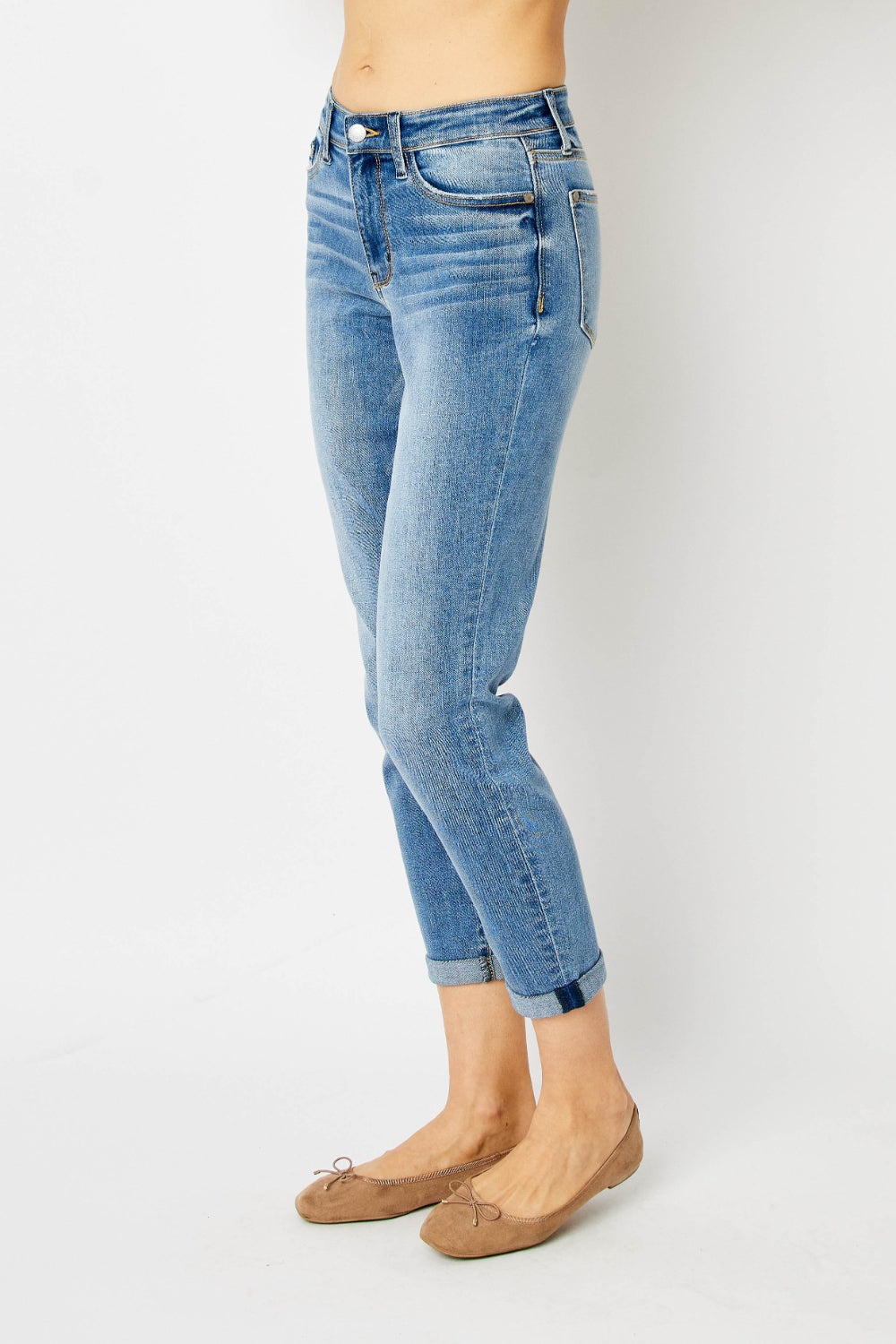 Judy Blue Full Size Cuffed Hem Slim Jeans-4