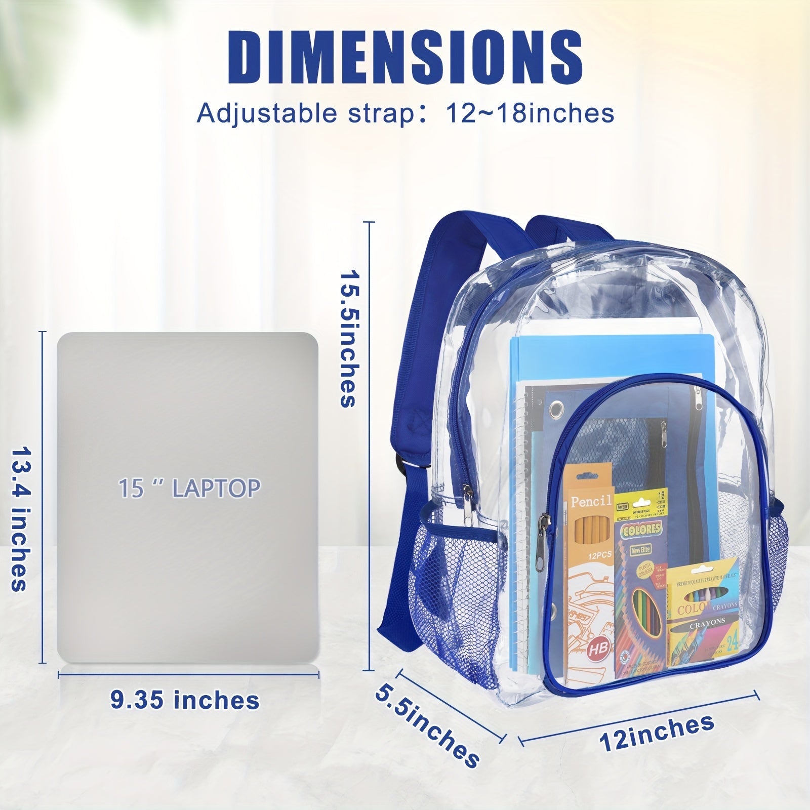 Back To School Supplies For Kids, Clear Backpack With 65 Piece School Supply Kit For Grades K-5 Boys And Girls, Bulk School Stationery Set For Classroom Elementary, Middle School Students (blue)