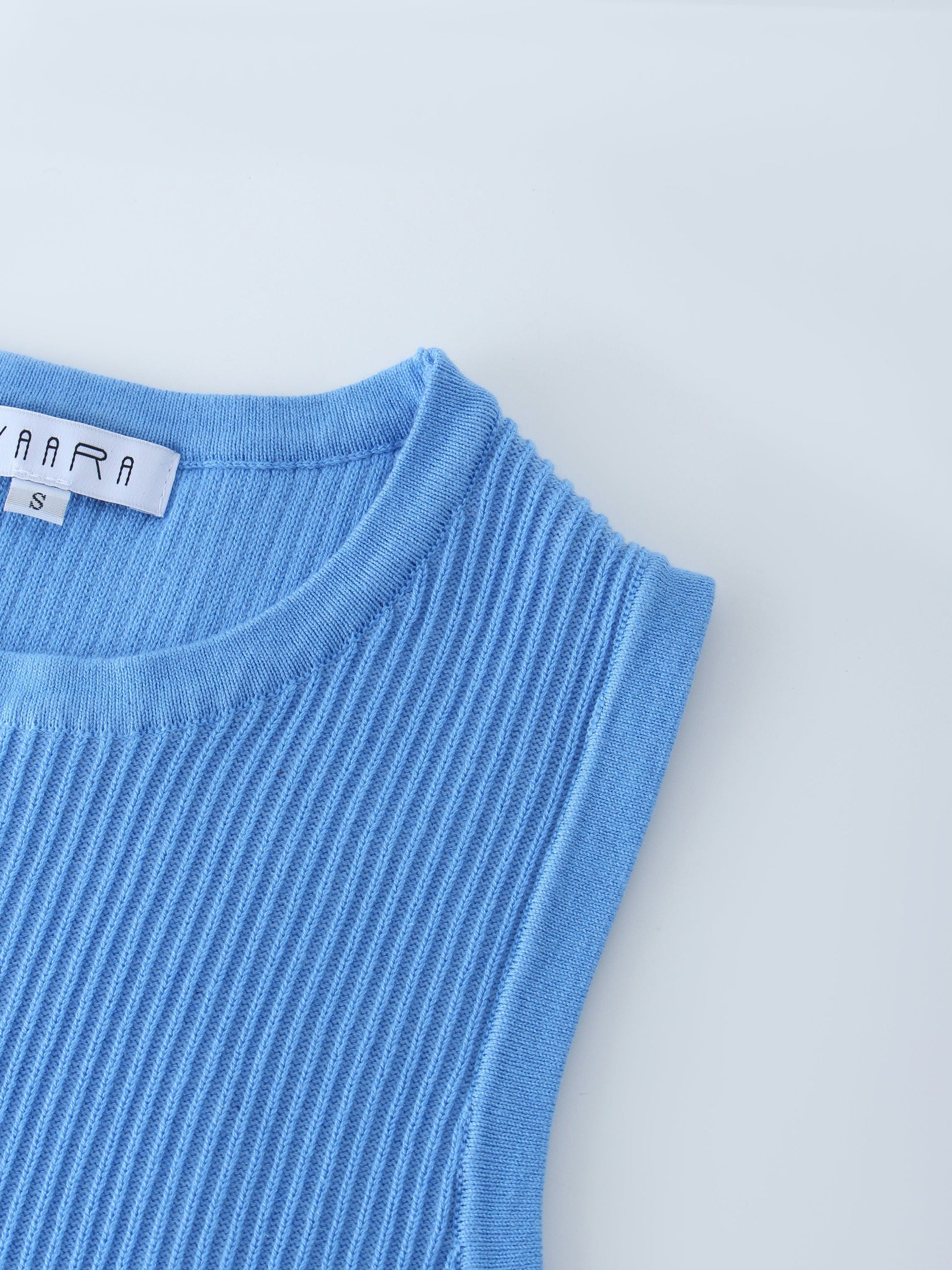 Sleeveless Ribbed Crew-Blue-3