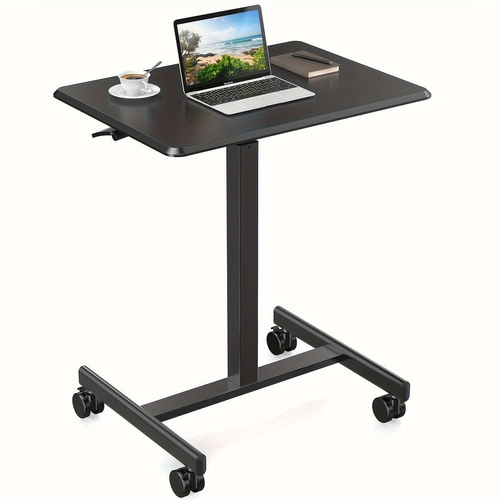 Small Mobile Rolling Standing Desk - Overbed Table, Teacher Podium with Wheels, Adjustable Work Table, Rolling Desk Laptop Computer Cart for Home, Office, Classroom