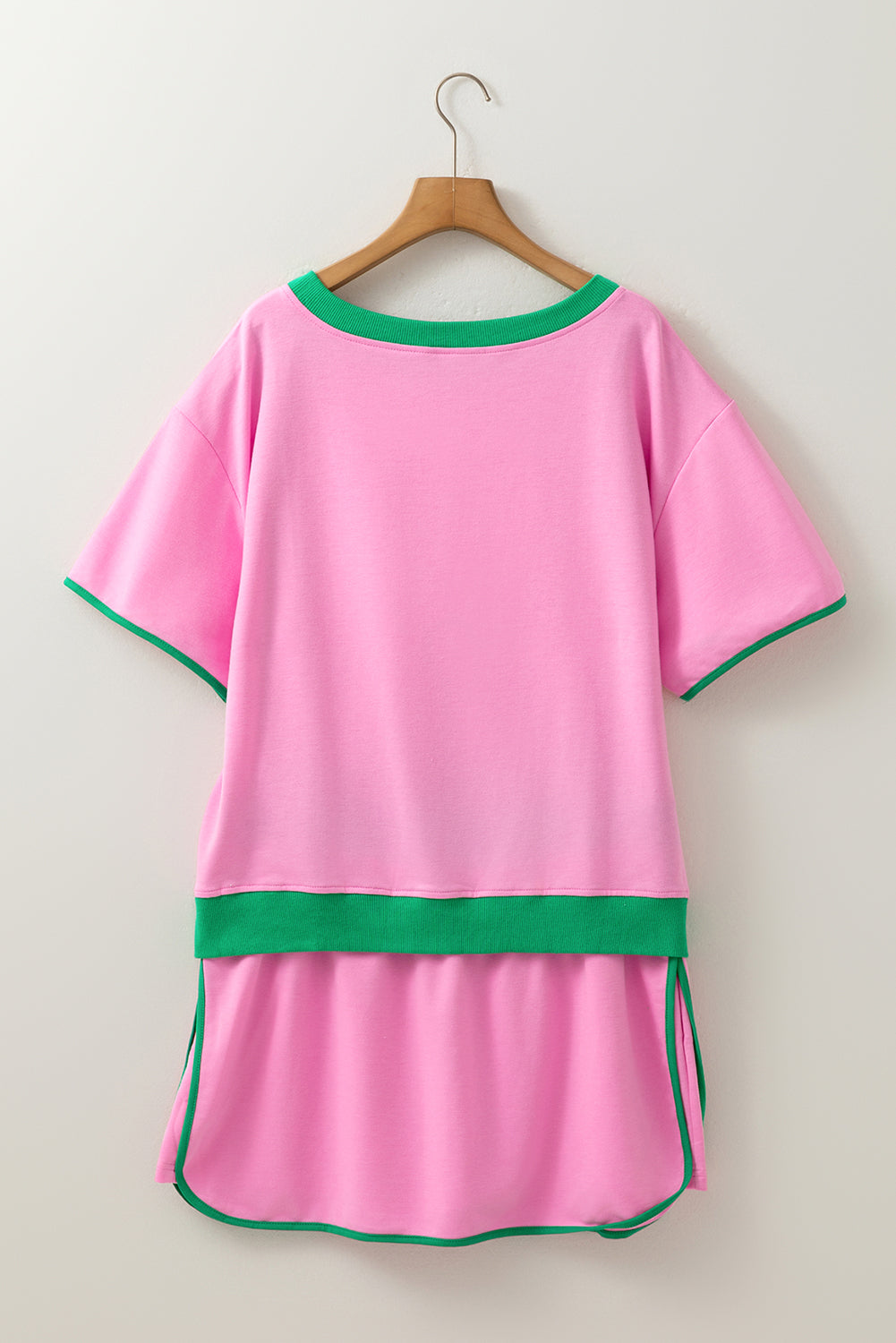 Bonbon Plus Size Contrast Trim T Shirt and Skort Two Piece Set