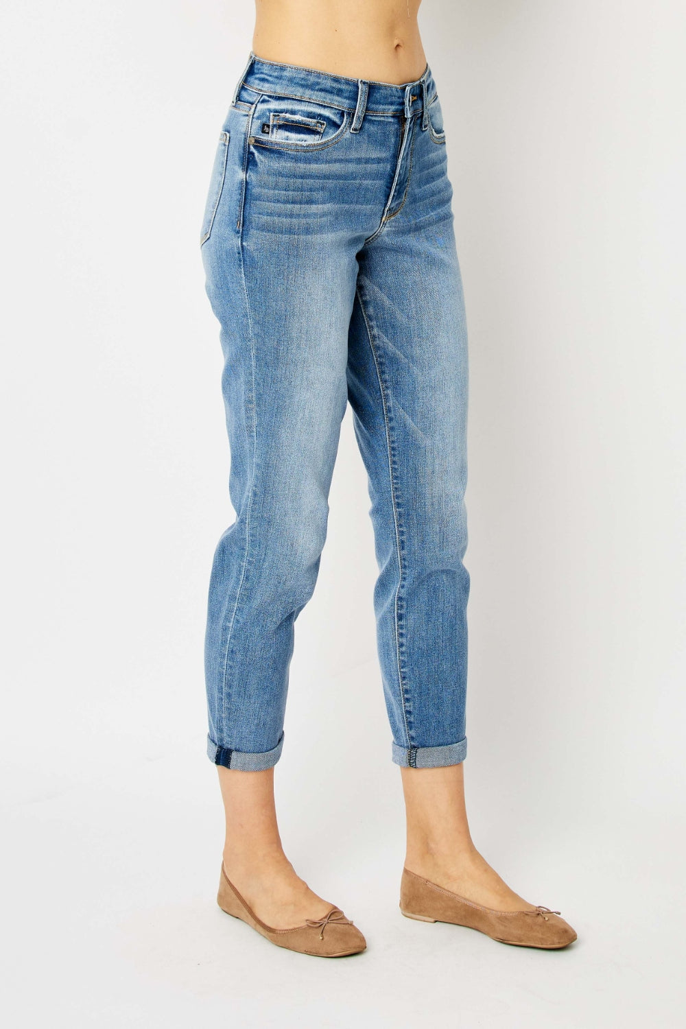 Judy Blue Full Size Cuffed Hem Slim Jeans-3