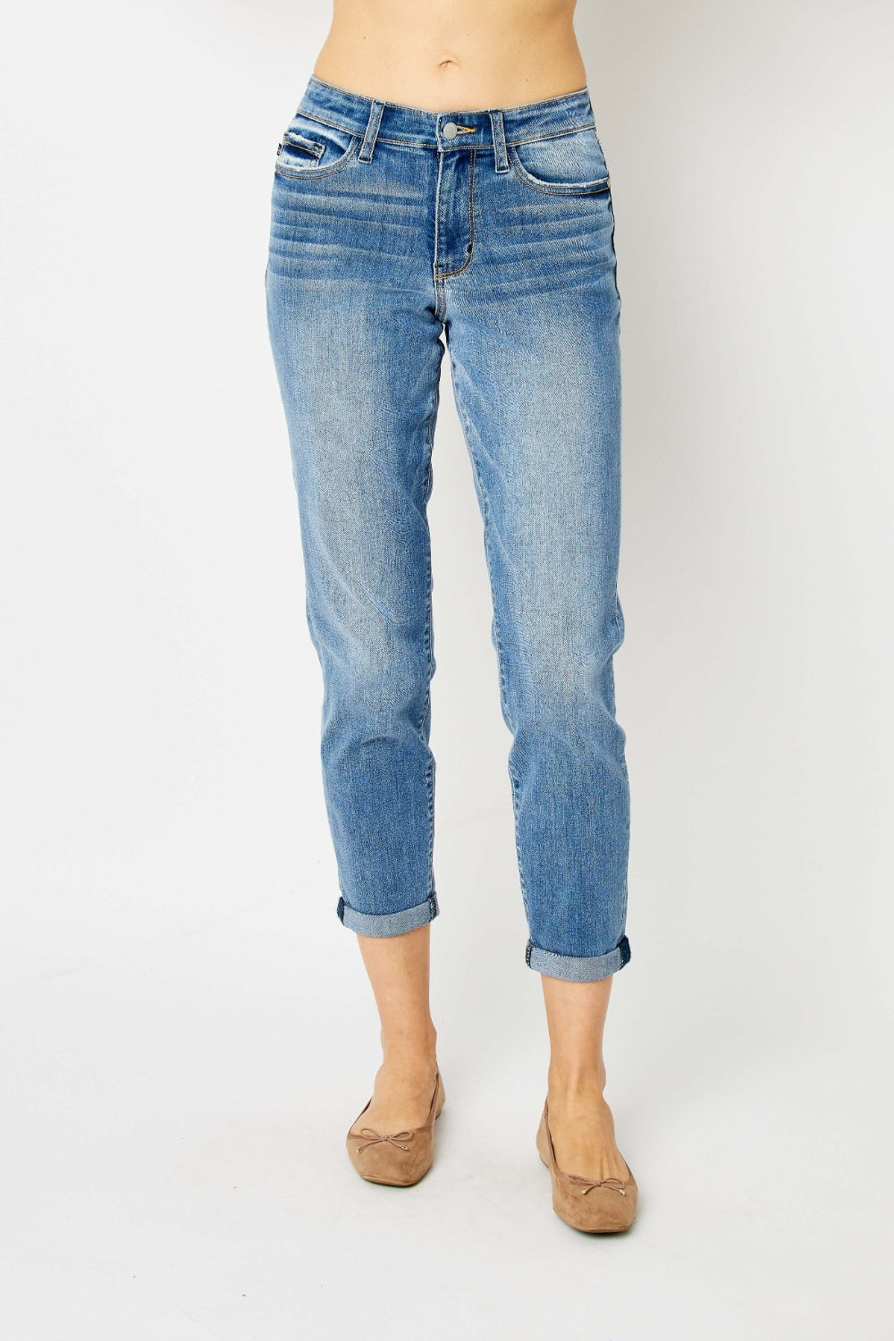 Judy Blue Full Size Cuffed Hem Slim Jeans-2
