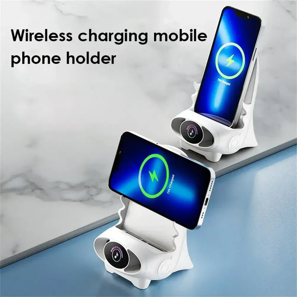 Desktop Vertical Holder Magnetic Wireless Charger Mobile Phone Stand Unique Mini Chair Shape Tablet Phone Fast Charging Station