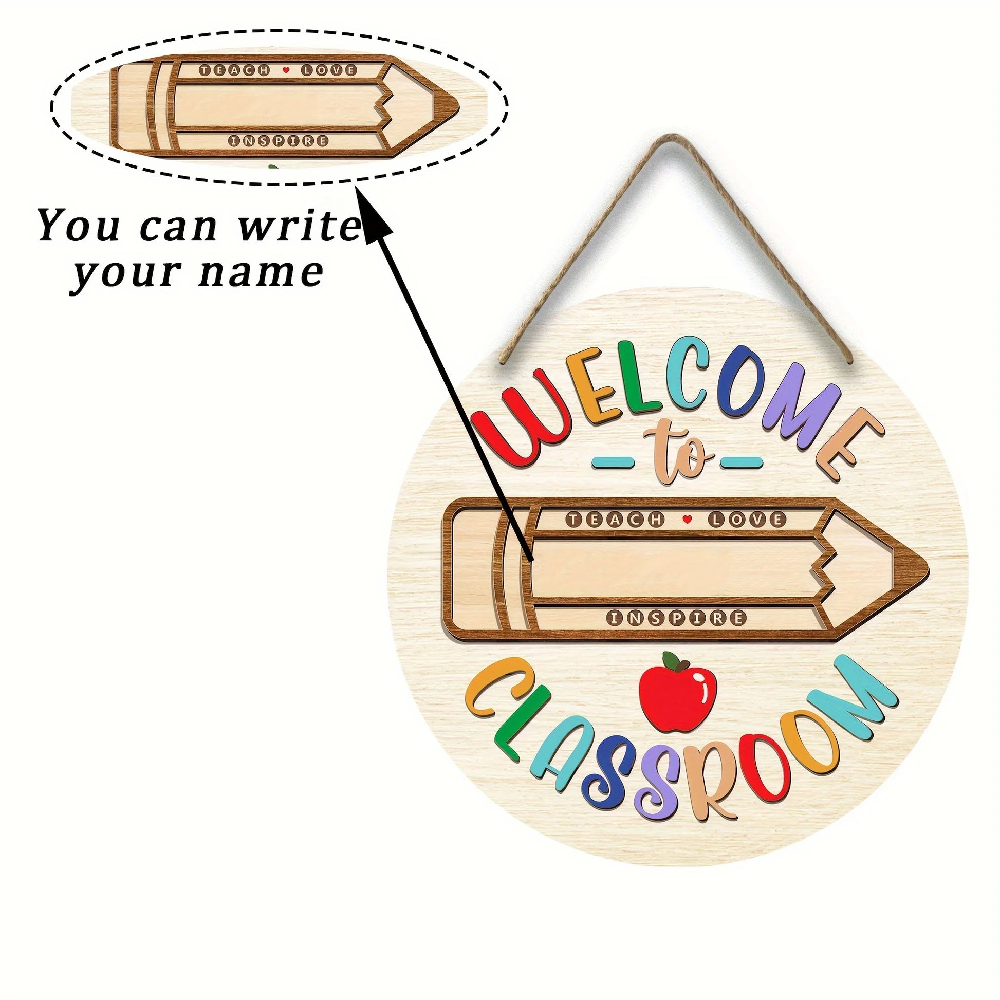 1pc, Welcome To Classroom, Teacher Welcome Sign, Wooden Welcome Sign, Round Wooden Teacher Sign, Wooden Teacher Door Sign, Round