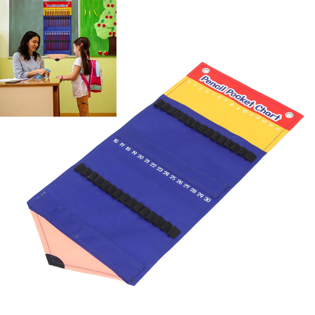 Pencil Pocket Chart Classroom Pencil Dispenser Organizer Holder Wall Pocket for Kids Teachers School Storage Pencil Pocket Chart