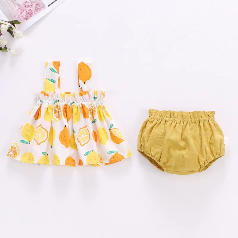 Baby Clothing Sets Girl Suspender Top + Shorts 2PCS Summer Casual Children Clothes Suits