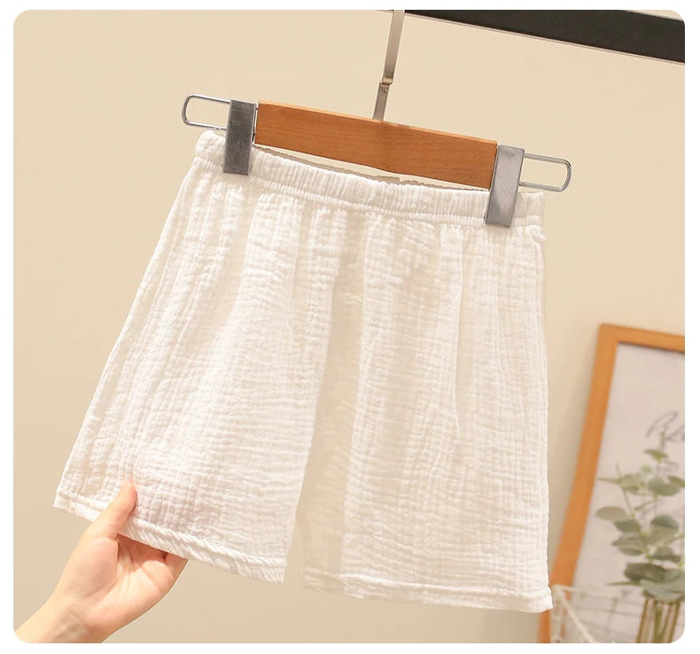 Summer Children's Clothing Set for 0-6Y Boys & Girls Cotton Linen Muslin Suit T-shirt Tops + Shorts 2pcs Baby Loungewear Outfit