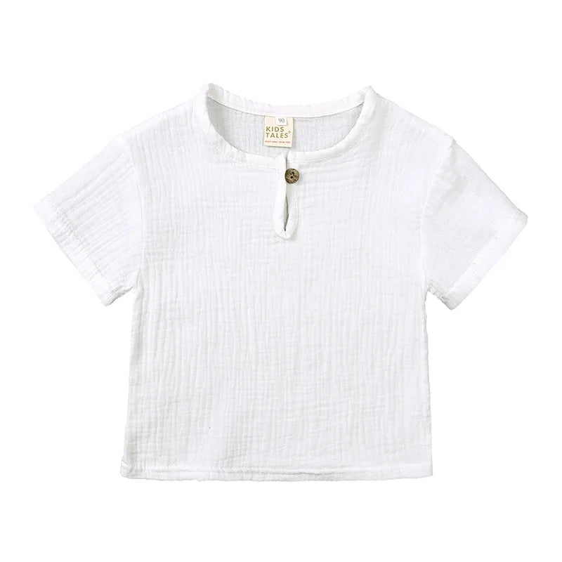 Summer Children's Clothing Set for 0-6Y Boys & Girls Cotton Linen Muslin Suit T-shirt Tops + Shorts 2pcs Baby Loungewear Outfit