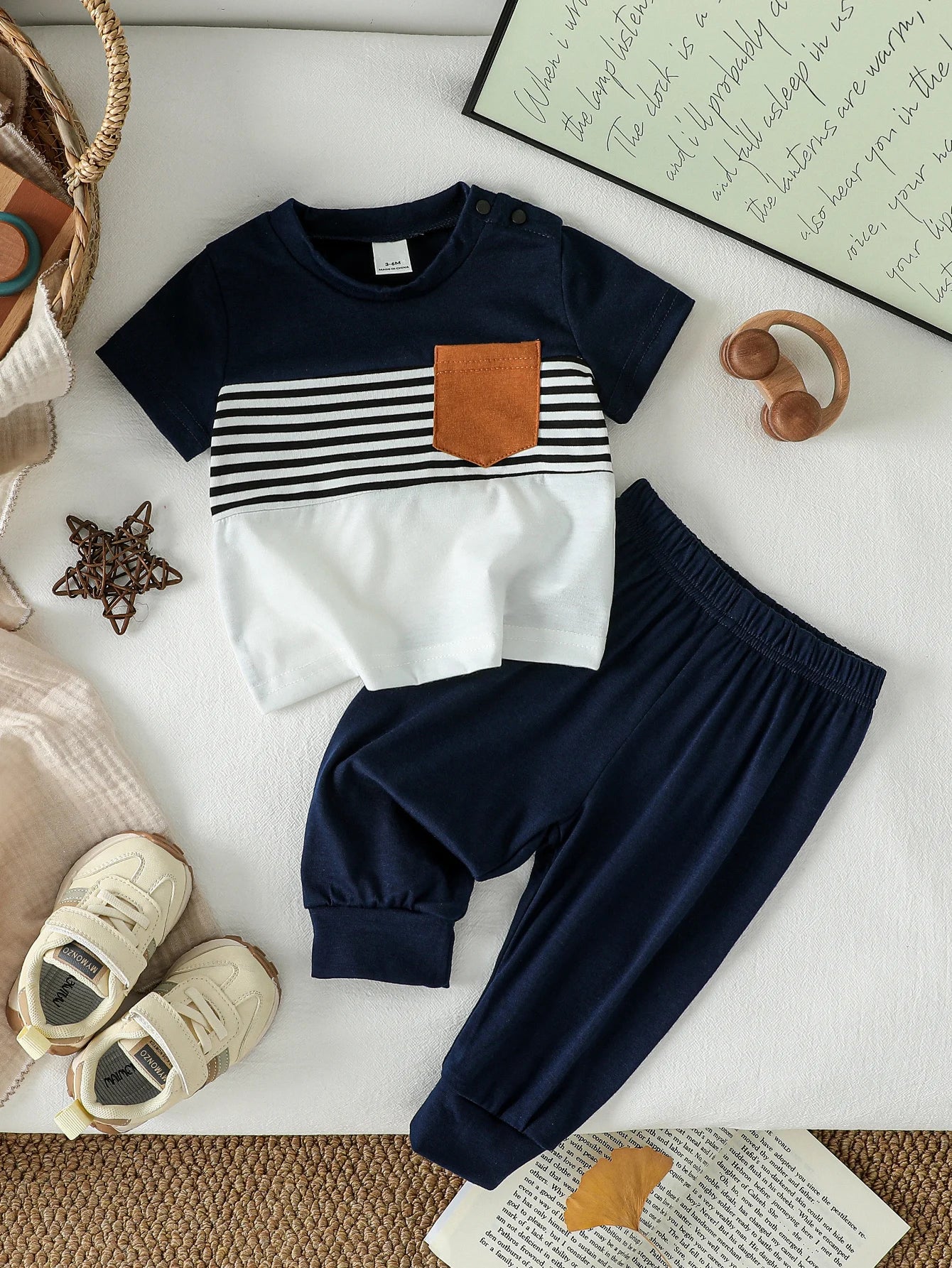 Toddler Boys Summer Outfits Stripe Short Sleeve T-Shirts Tops& Long Pants 2Pcs  Casual Daily Clothes  Children's Clothing Set
