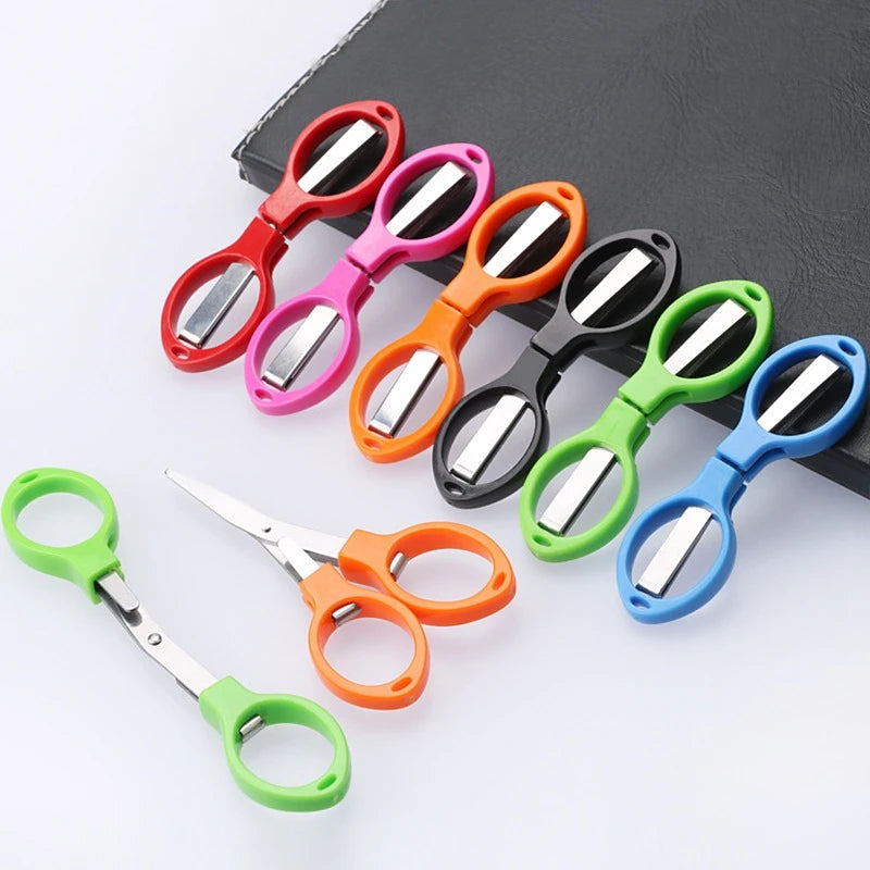 60Pcs Folding Scissor Creative Stationery Portable Manual Student Paper Scissors Paper Cutting Knife Classroom Learning Tools