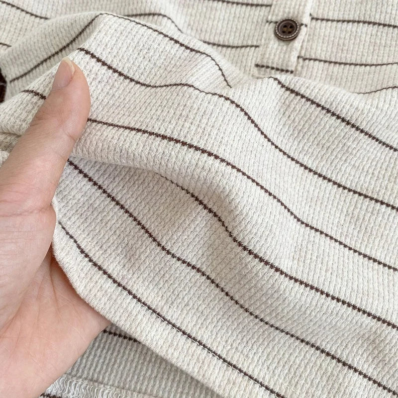 Children's clothing 0-3 year old summer new striped pure cotton boy T-shirt shorts set beach vacation girl short sleeved set