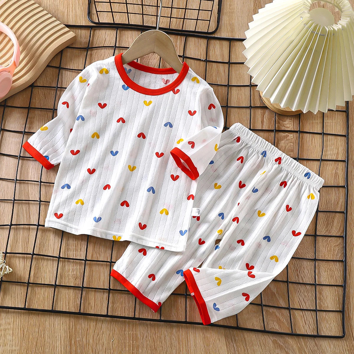 2025 New Children's Home Clothes Set Pure Cotton Boys Clothes Girls Pajamas Thin Section Clothing Baby Kids Chothing