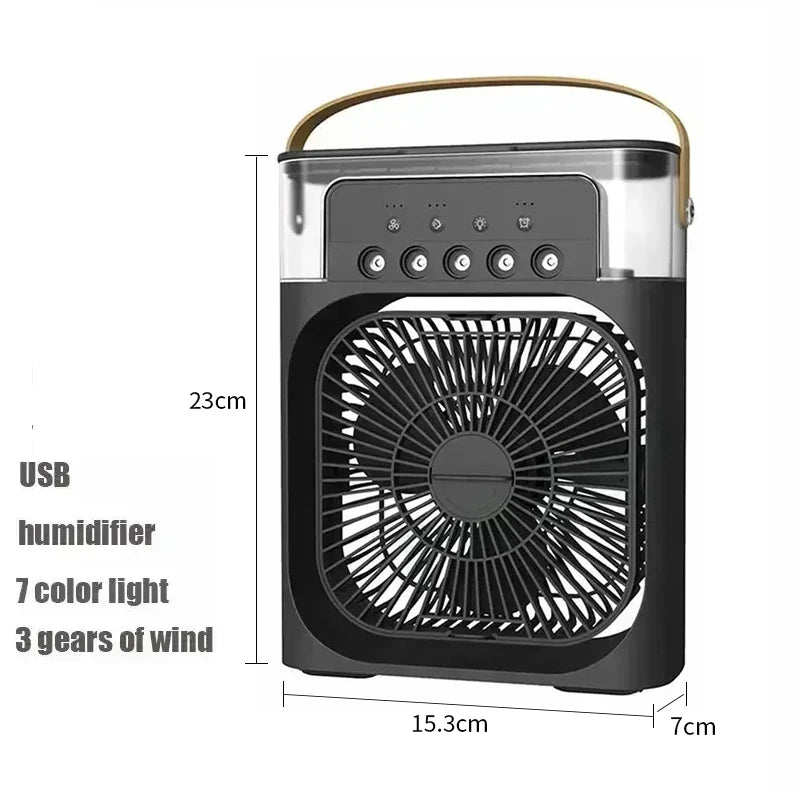 Air Humidifier, Small Fan, Air Conditioner, Fan, LED Night Light, USB Fan Three In One, Home And Office Humidifier
