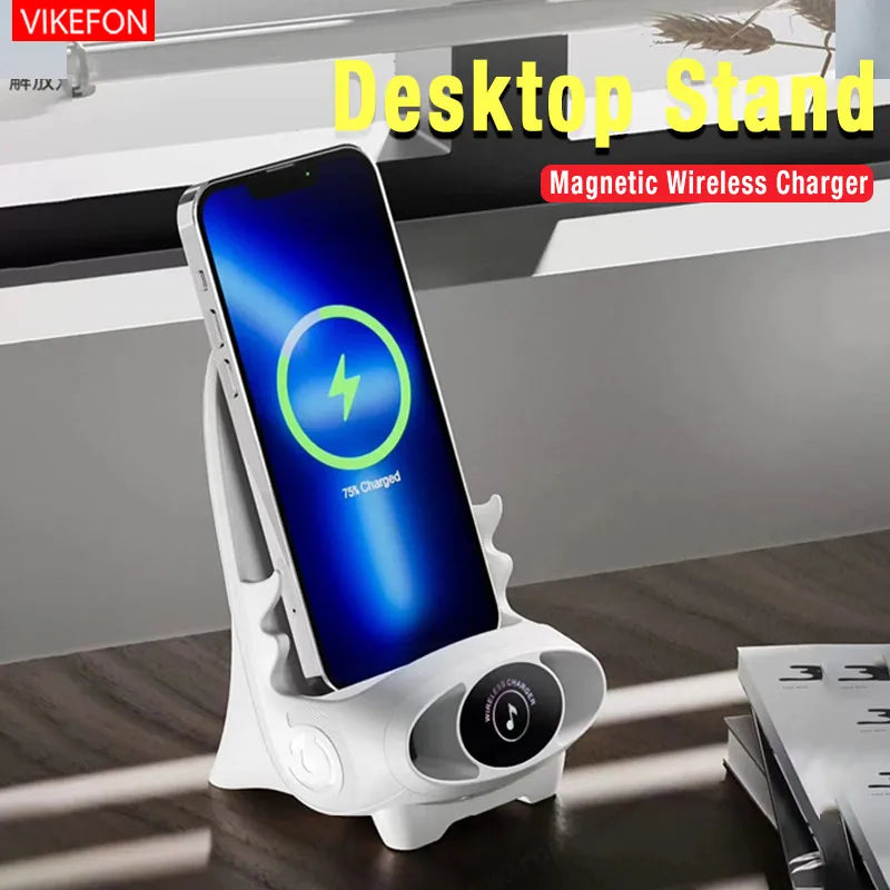 Desktop Vertical Holder Magnetic Wireless Charger Mobile Phone Stand Unique Mini Chair Shape Tablet Phone Fast Charging Station