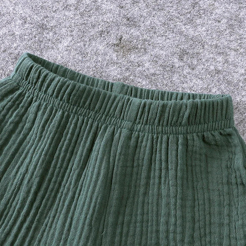 Summer Children's Clothing Set for 0-6Y Boys & Girls Cotton Linen Muslin Suit T-shirt Tops + Shorts 2pcs Baby Loungewear Outfit