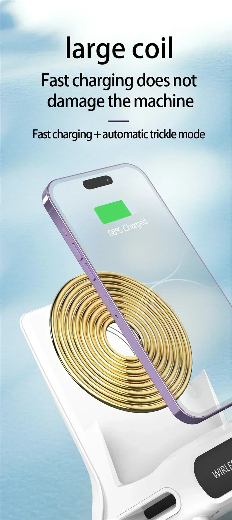 VIKEFON Lazy Desktop Phone Holder Wireless Charger Stand Fast Charging Station for iPhone 16 15 14 13 Samsung Xiaomi