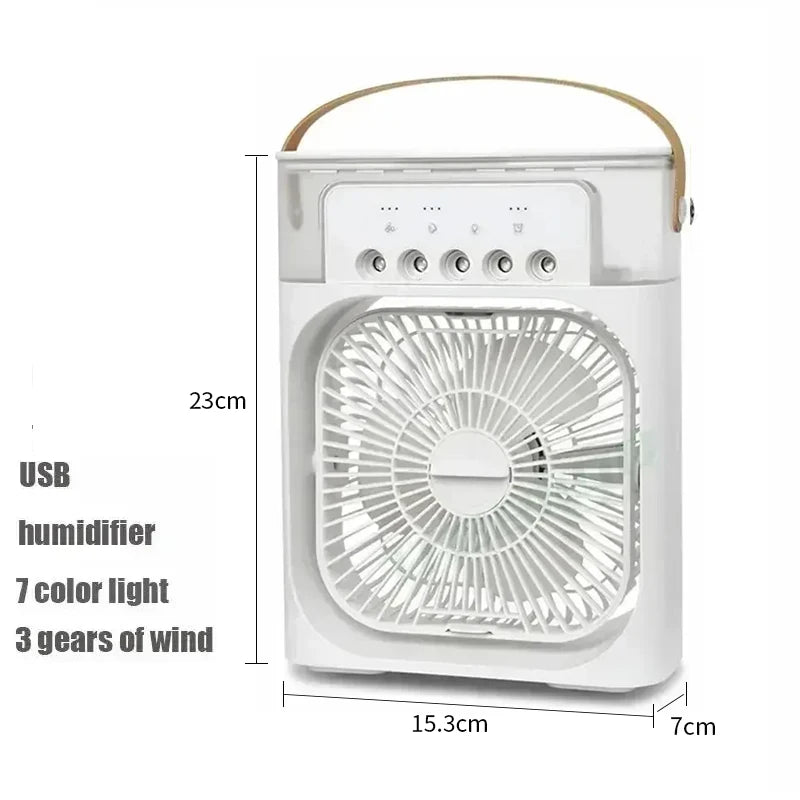 Air Humidifier, Small Fan, Air Conditioner, Fan, LED Night Light, USB Fan Three In One, Home And Office Humidifier
