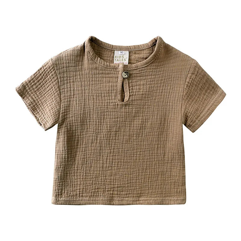 Summer Children's Clothing Set for 0-6Y Boys & Girls Cotton Linen Muslin Suit T-shirt Tops + Shorts 2pcs Baby Loungewear Outfit