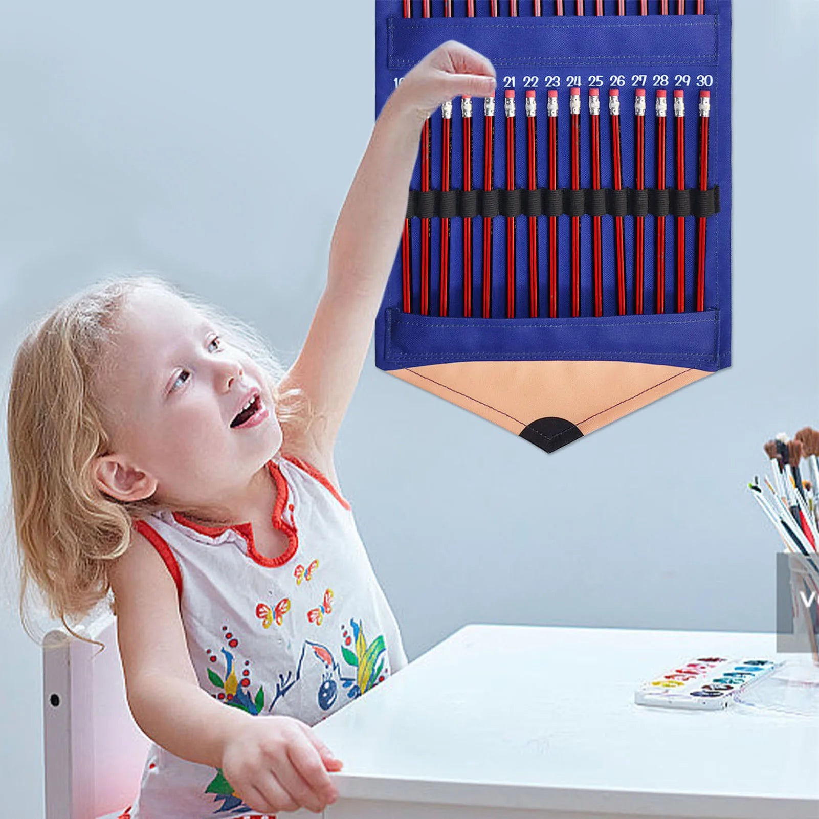 Pencil Pocket Chart Classroom Pencil Dispenser Organizer Holder Wall Pocket for Kids Teachers School Storage Pencil Pocket Chart