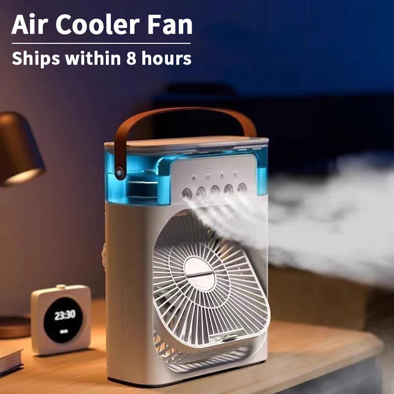 Air Humidifier, Small Fan, Air Conditioner, Fan, LED Night Light, USB Fan Three In One, Home And Office Humidifier