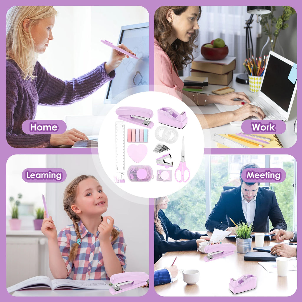 Desk Organizers Accessories Office Supplies with Stapler, Staple Remover, Clips, Scissor, Rule back-to-school Students Supplies