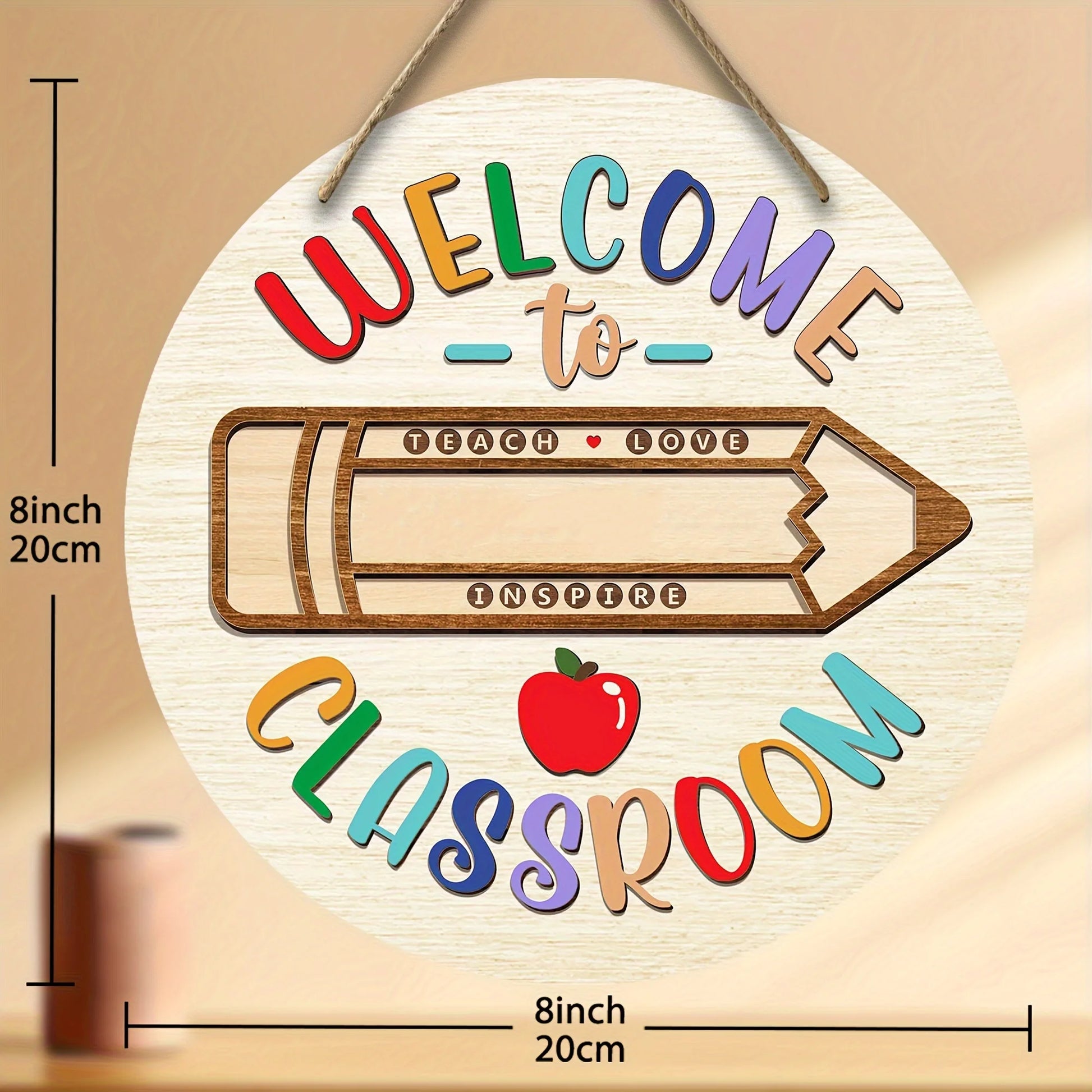 1pc, Welcome To Classroom, Teacher Welcome Sign, Wooden Welcome Sign, Round Wooden Teacher Sign, Wooden Teacher Door Sign, Round