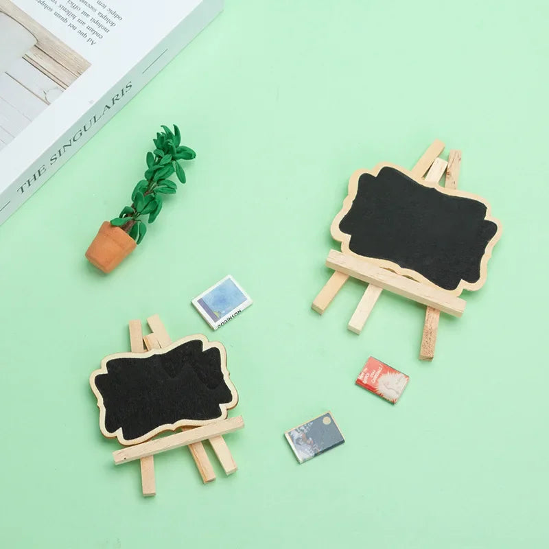 1-10PCS Mini Wooden Blackboard Portable Message Boards Chalkboard For Wedding Party Universal Decorative Ornaments Bracket