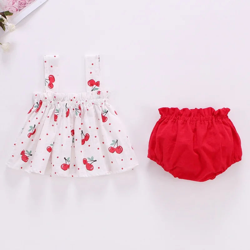 Baby Clothing Sets Girl Suspender Top + Shorts 2PCS Summer Casual Children Clothes Suits