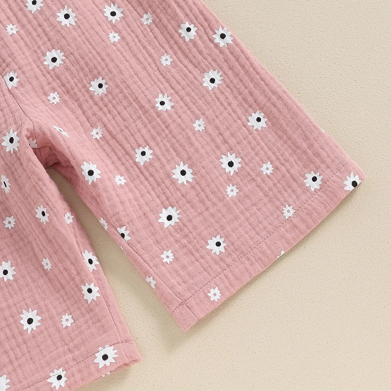 Toddler Kids Clothes Girls Summer Overalls Cotton Floral Print Backless Bowknot Rompers Jumpsuits  Baby Clothing