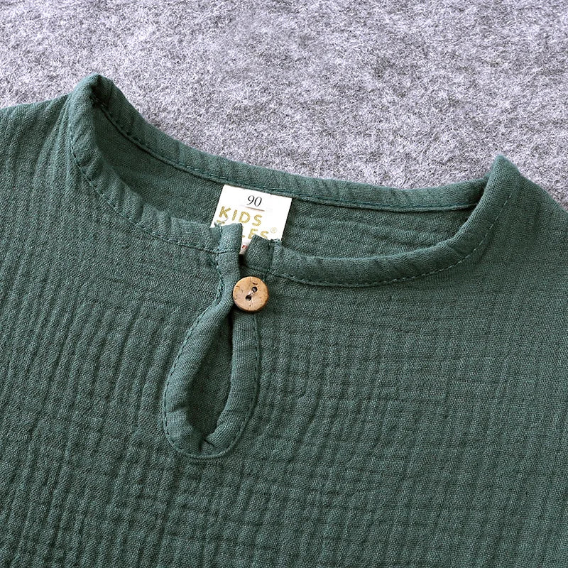 Summer Children's Clothing Set for 0-6Y Boys & Girls Cotton Linen Muslin Suit T-shirt Tops + Shorts 2pcs Baby Loungewear Outfit