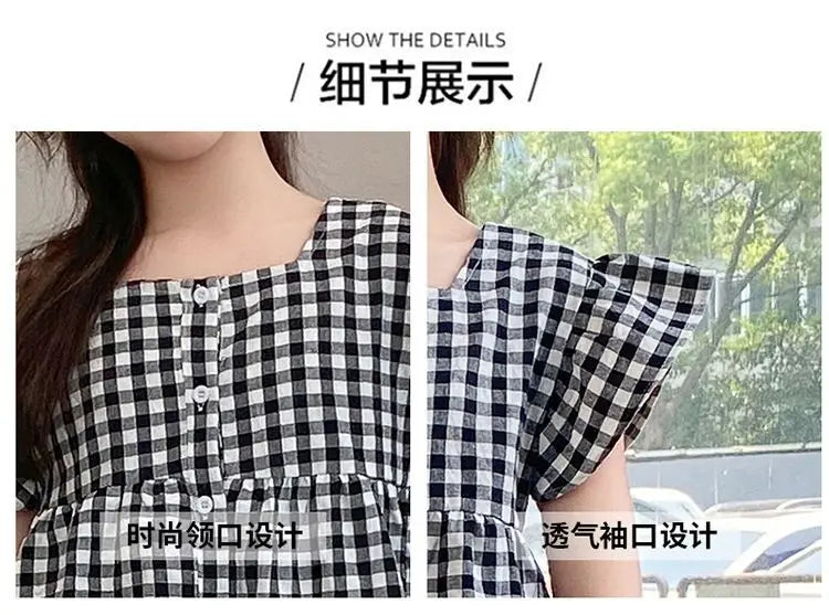 Fashion Kids Girls Clothing Sets 2025 Summer Sleeveless T-shirts + Plaid Wide Leg Pants 2PCS Children's Clothes Teen 4-14 Years