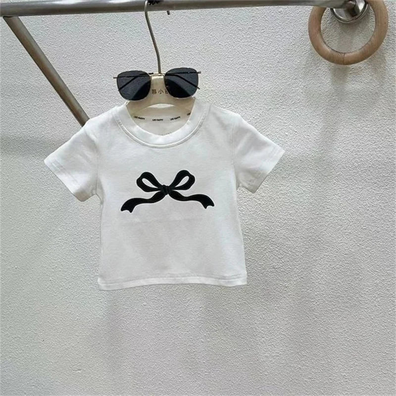 Children's Clothing Sets Girls Bow Top Suit Kids Short-Sleeved T-Shirt Jeans 2 Pieces Summer New Sweet Fashion Outfit 3-10 Years