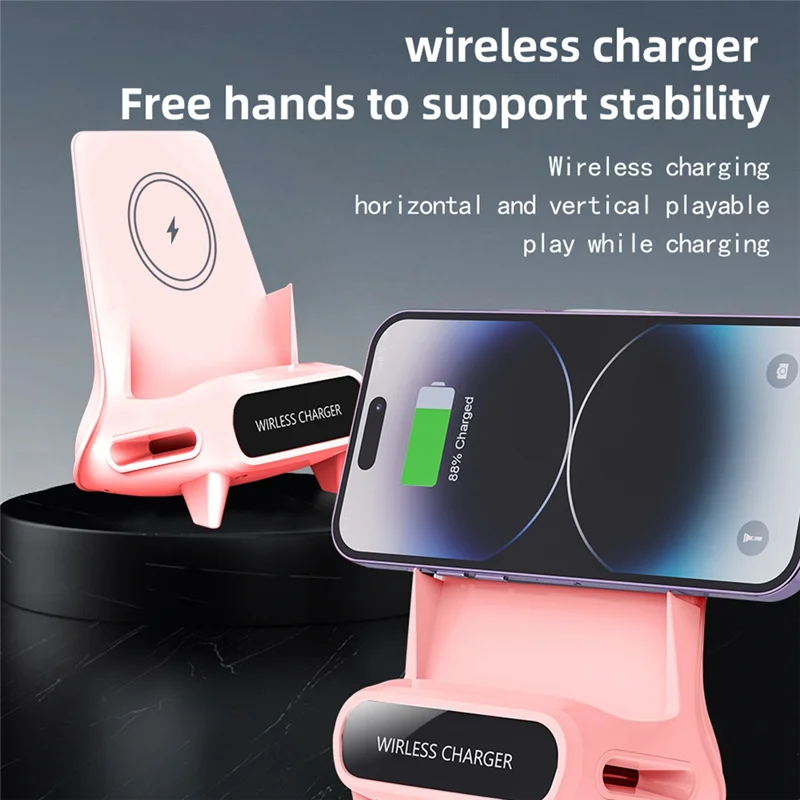 15W Fast Wireless Charger Stand Pad Desktop For PHONE Holder Bracket Charging Station Dock Mount For Mobile White-AB01