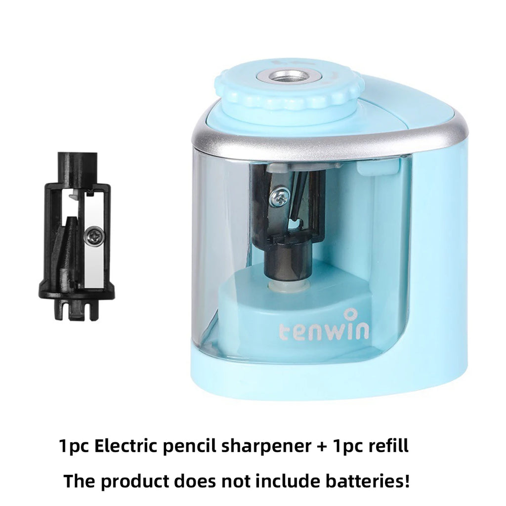 1PC Tenwin Electric Auto Pencil Sharpener Safe Student Helical Steel Blade Sharpener for Artists Kids Adults Colored Pencils