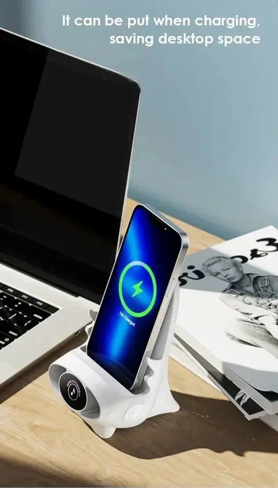 Desktop Vertical Holder Magnetic Wireless Charger Mobile Phone Stand Unique Mini Chair Shape Tablet Phone Fast Charging Station
