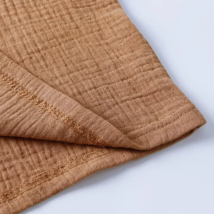 Casual Children Clothing Boys Outfit Set Solid Color Cotton Linen Short Sleeve Tops Shorts 2 PCS Summer Kids Clothing 1-7 Years