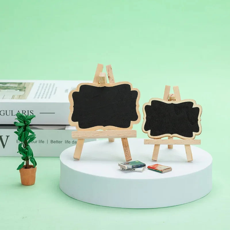 1-10PCS Mini Wooden Blackboard Portable Message Boards Chalkboard For Wedding Party Universal Decorative Ornaments Bracket